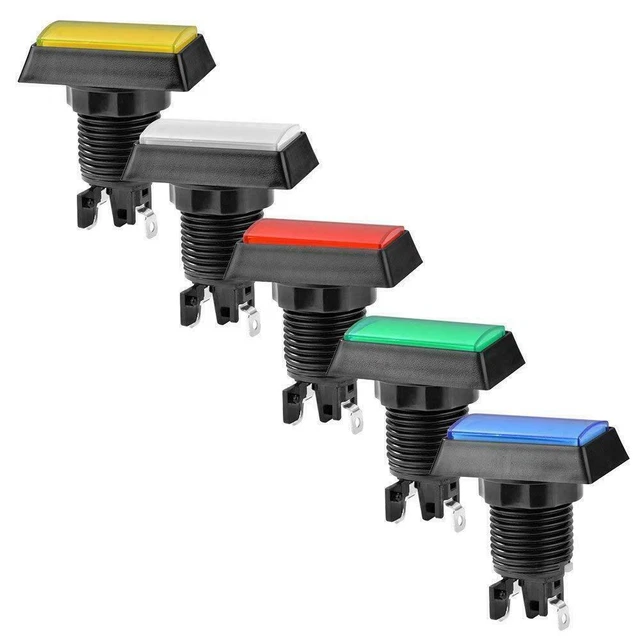 30*50mm Arcade Square Rectangle Buttons LED Push Illumilated W/ Microswitch