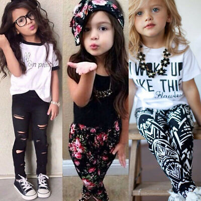 Toddler Kid Baby Girls Clothes Casual Tops T-shirt + Leggings 2Pcs Outfits Set