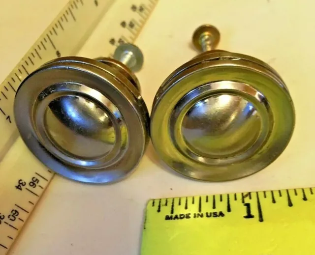 Vintage Silver Chrome Pair Dresser/Desk Cabinet Drawer Pulls/Handles 1-1/4" W