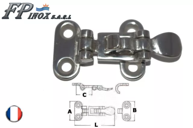 Fermeture inox 316 Sauterelle 75x37mm