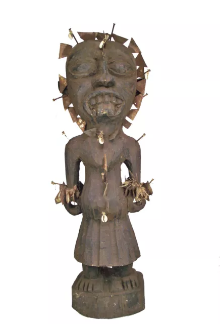 Grosse Juju Afrika Kongo Figur Fetisch Nkisi N`kondi Schutzzauber Art Kunst
