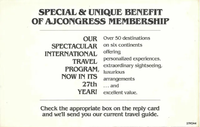 Vintage 1950s American Jewish Congress AJCongress Membership Travel 3