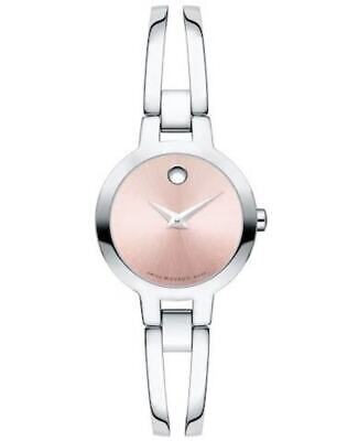 New Movado Amorosa Pink Dial Stainless Steel Women's Watch 0607387