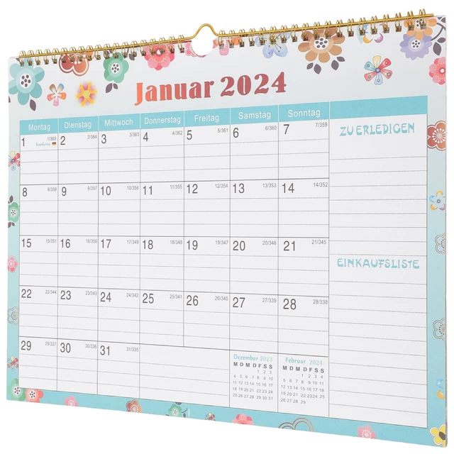 CALENDRIER MURAL 2024-2025 Calendrier allemand Calendrier mensuel ...