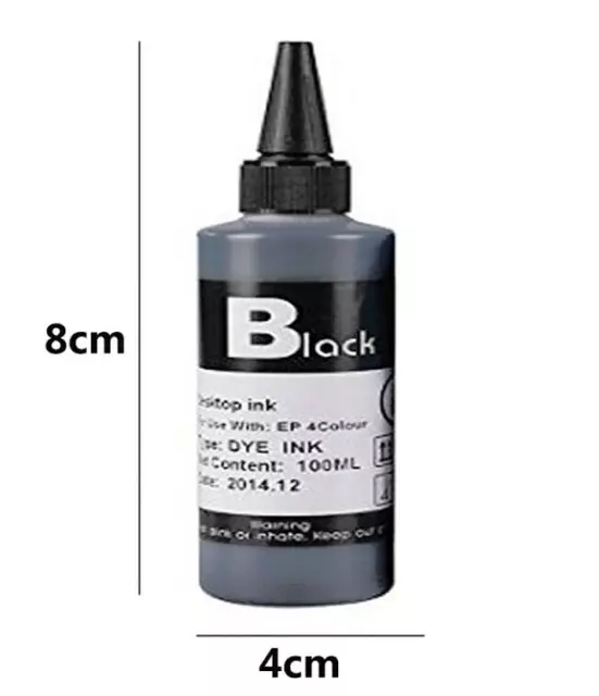 4 x100ml Refill Ink kit for HP BROTHER ESPON CANON - 4 Black 3