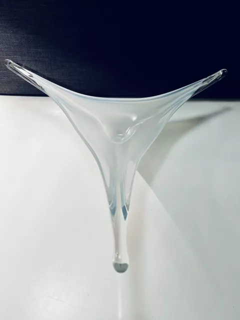 Large 2 Feet Mid-Century Modern Milk White Clear Murano Glass Italy Centerpiece