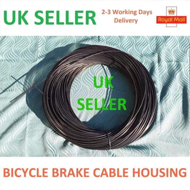 CYCLE BRAKE CABLE HOUSING 5mm MTB / ROAD BIKE OUTER CASING BLACK + FERRULES UK