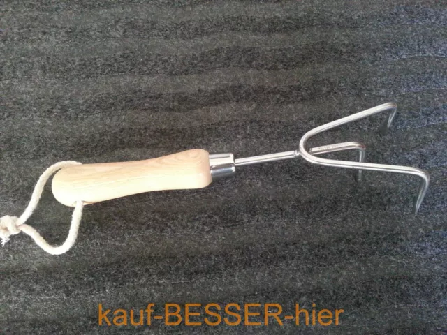 Hand Grubber 3 Zinken Edelstahl Eschengriff Handkultivator *NEUWARE* Handrechen