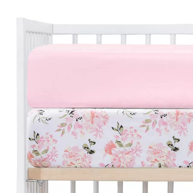 Set of 2 Crib Sheets Girl 2 Pack Toddler Bed Sheets Size 28 x 52 Standard Crib