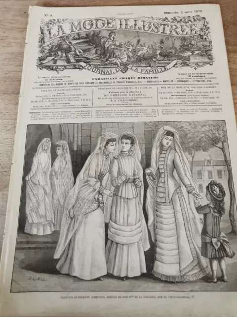 N° 9 Ancienne Revue La Mode Illustree  1879  Dimanche 2 Mars