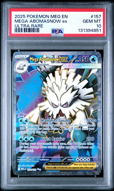 Meg Rarity 2025 POKEMON MEG En-Mega Evolution Ultra Rare #157 Mega Abomasnow Ex ...