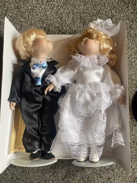 Pair Of 13 Inch Windsor Collection Genuine Porcelain Dolls - In Box