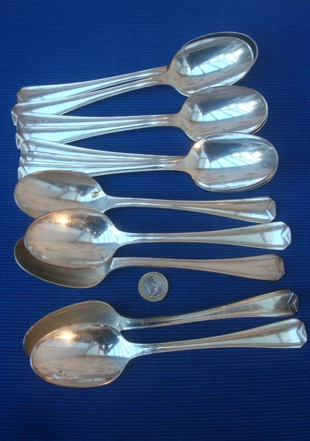 12 Grandes Cuillères Christofle Modèle Chevron En Métal Argenté - Monogramme TO