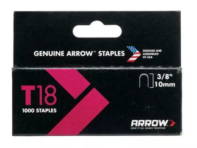 ARROW T18 Staples 10Mm (3/8In) Box 1000 ARRT1838S