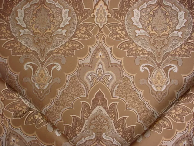 4-5/8Y Lee Jofa Mocha Brown Silver Floral Medallion Faux Silk Upholstery Fabric