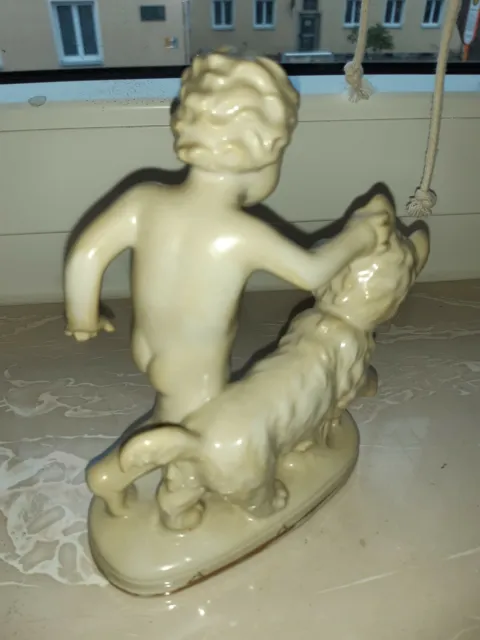 Porzellan Figur Kind mit Hund, Weiß-Kühnert Gräfenthal, TopZustand ohne Mängel 3