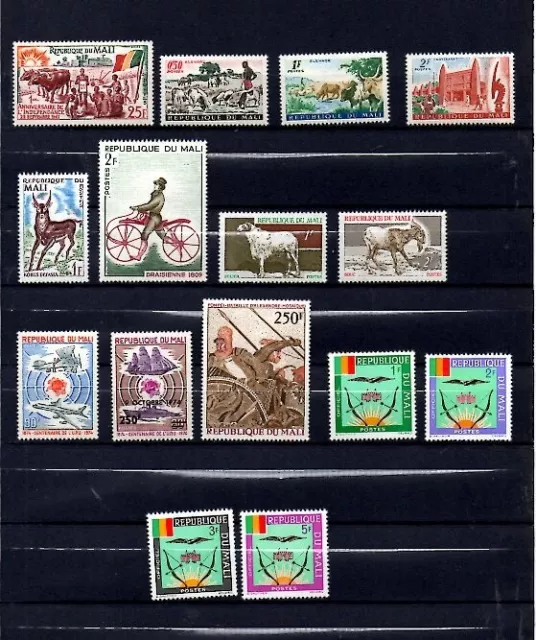 Mali, Lot De 15 Timbres Neufs** Sans Charniere Tous Differents.