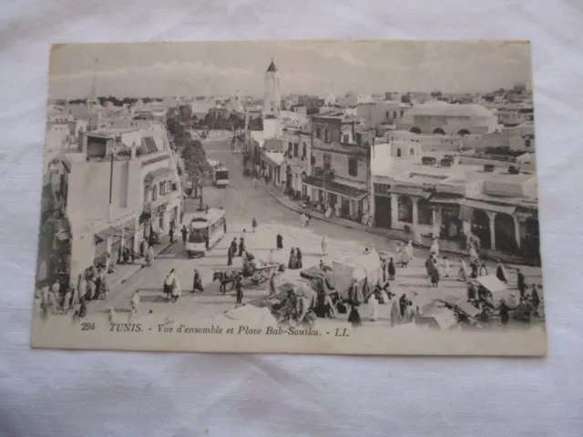 Cpa Tunisie Tunis Vue D'ensemble Place Bab Souika