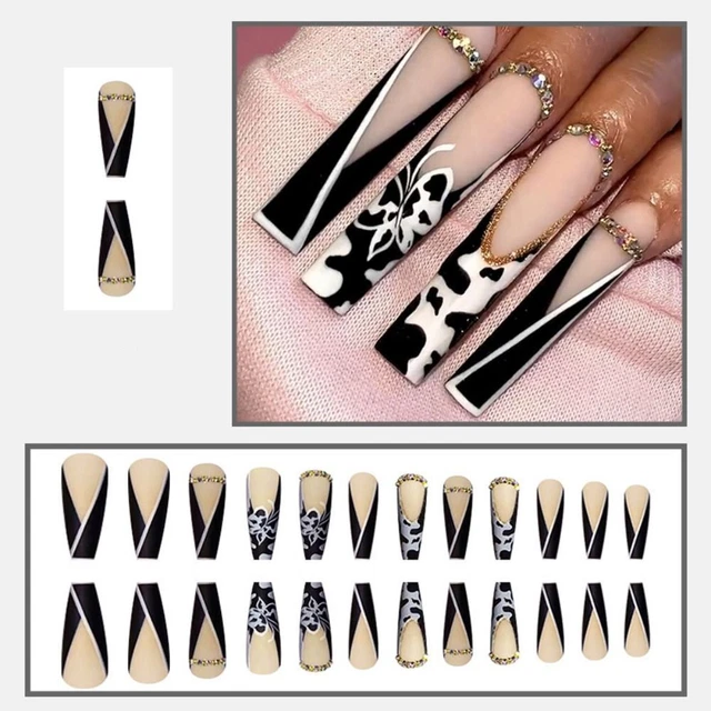 Tips Detachable DIY Press on Nails Long French Fake Nails Wearable Square Head