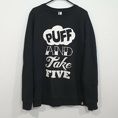 CHIMP Puff and Take Five Graphic Crewneck Sweatshirt Size Large Black