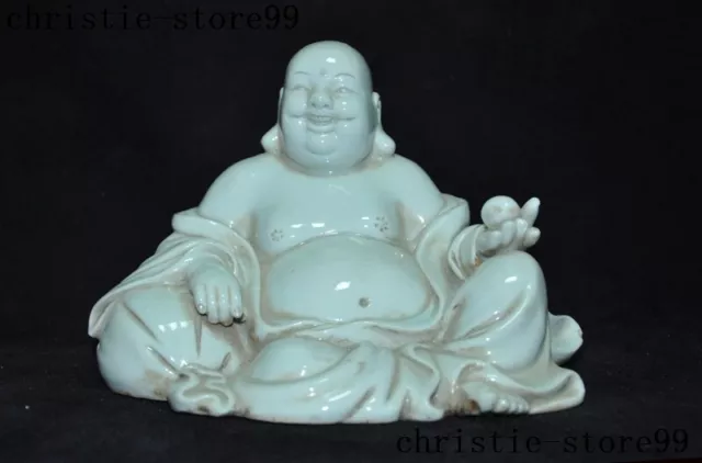 China Dehua White porcelain Feng Shui wealth Happy laugh Maitreya Buddha statue