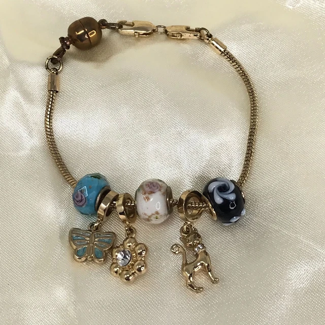 Kitten Butterfly Enamel Charm Bracelet 1Z1