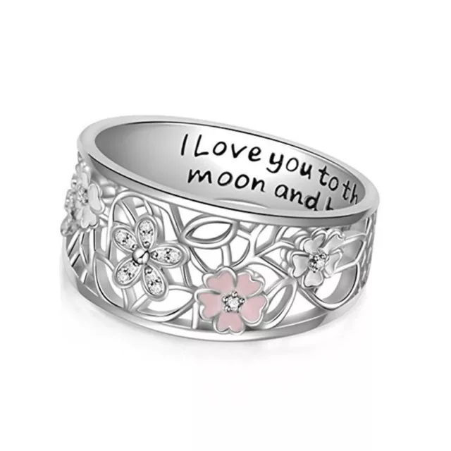 Woman Hollow-out Daisy Man 925 Silver Ring  Wedding Engagement  Band Size 6-10 3