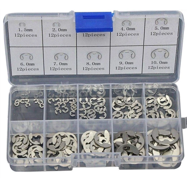 Assortimento di anelli di contenimento durevoli in acciaio inox collezione 120 p