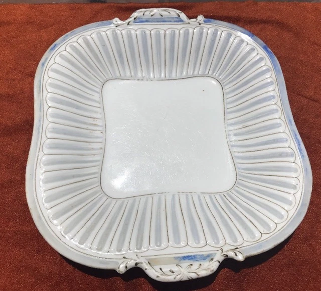 MINTONS Antique Pre-Civil War 1850 Square Handled Serving Dish Plate Clay Ware