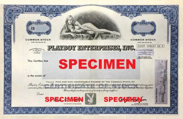 🔴PERSONALIZED Playboy Enterprises, Inc. Stock Certificate Novelty - Cardstock🔴