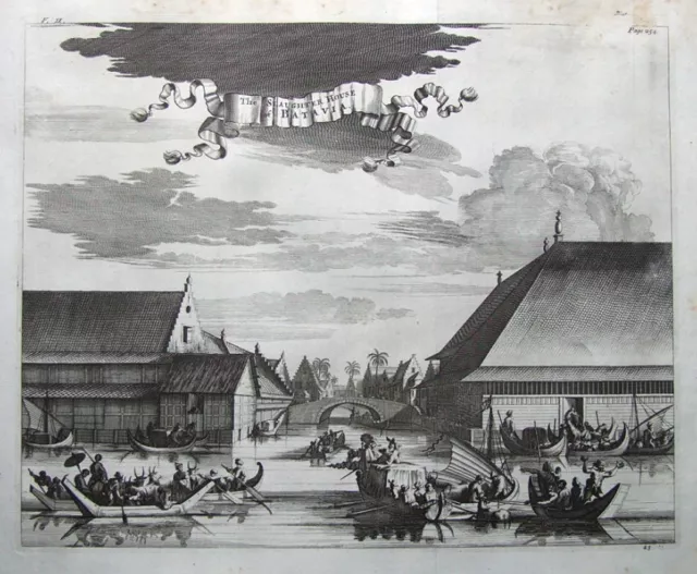 JAKARTA SLAUGHTER  HOUSE, JAVA,INDONESIA, Churchill orig. antique print 1744.