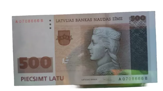 Real Money AUTHENTIC Latvia 500 Latu 2008 Unc banknote Uncirculated RARE