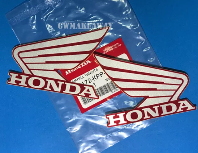 Honda wing Logo Vinyl Decal Gas Tank bike Sticker Motorcycle 90MM Silver Red