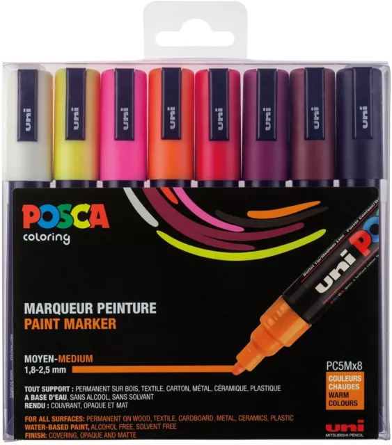 POSCA Pigmentmarker POSCA PC-5M 8er Box warme Farben