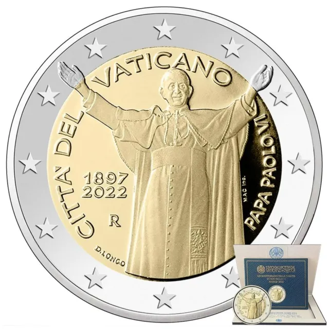 Vaticano 2 euro papa Paolo VI. 2022 - 125° compleanno - in blister - ST