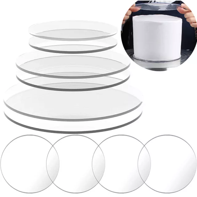 2mm Clear Circle Acrylic Discs For Round Cake Disks Holders DIY Craft Bake T-MG