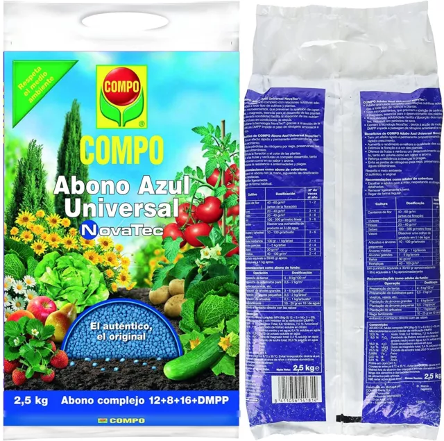 Compo Abono fertilizante complejo universal azul 2,5 kg,NPK (Mg+S) 12+8+16+DMPP