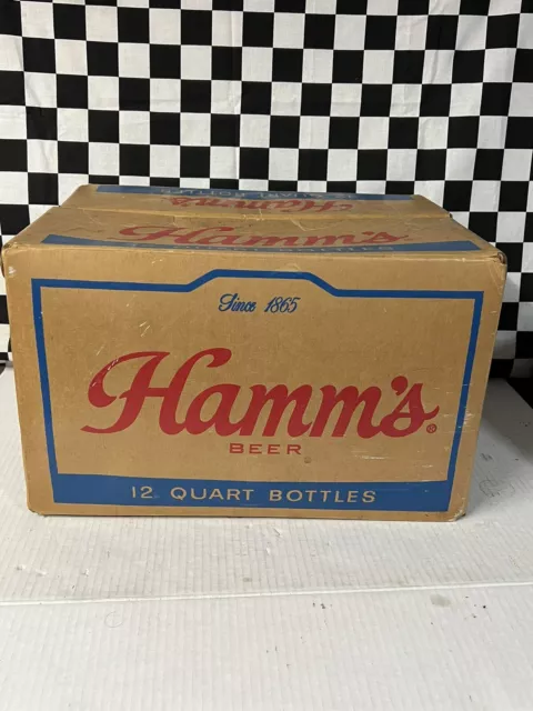 Vintage  1970’s Hamm’s Beer 12-Quart Bottles Cardboard Carrier Box