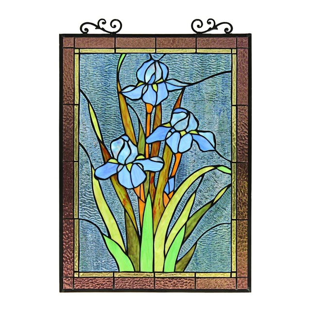 RADIANCE goods Floral Tiffany-Style Stained Glass Vertical Hanging Window Panel