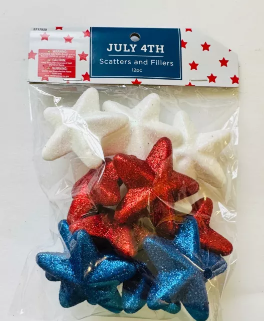 1 Pk Glitter Patriotic Stars  Vase Scatters Filler Tiered Tray Decor July 4th