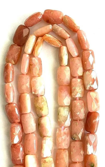 2 Strands Faceted Pink Aventurine Rectangle Beads  - 9x7mm  - Great for Earrings