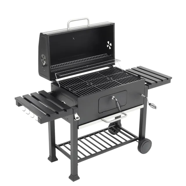 XLarge Smoker Barbecue Charcoal Portable Grill Garden Outdoor BBQ Trolley Wheels