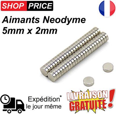 STRONG Lot 10 Petit Aimant Neodyme Neodium Disque Rond Fort Strong Magnet 5mm x 2mm 