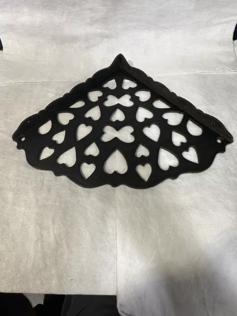 Vintage Heart Shaped Cast Iron Corner Shelf Shelves Bracket  Marked Iron Art JM