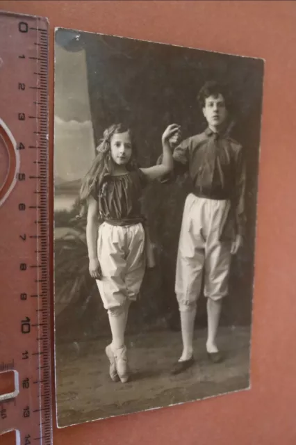 tolles altes Foto - Kinder Tanzpaar - Ballerina ?  Weimar - 1910-20 ??