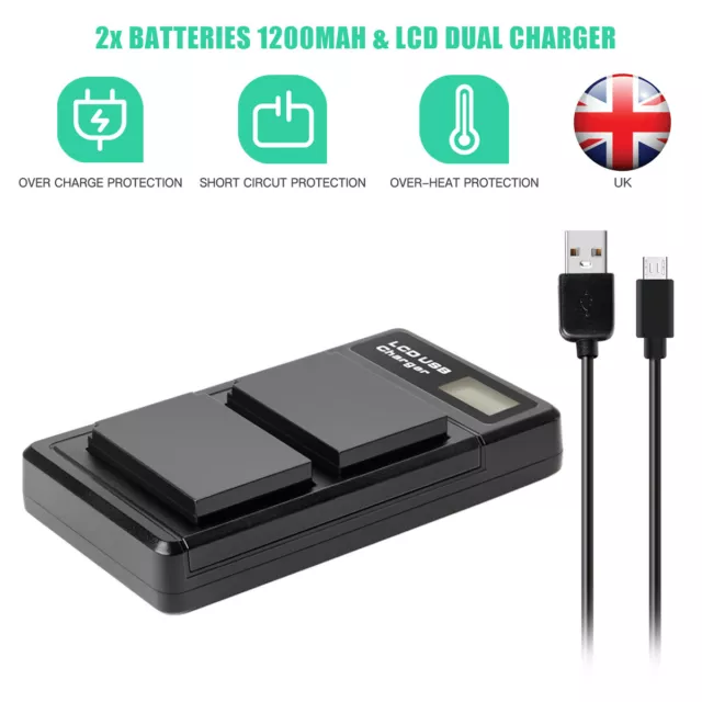 2x LP-E12 LPE12 Battery & LCD Dual Charger for Canon EOS M EOS 100D M10 M50 M100