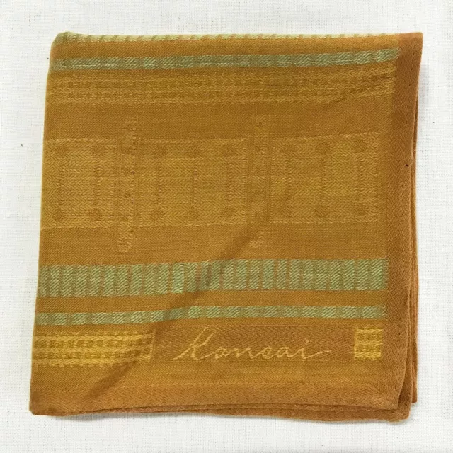 Vintage Men's Handkerchief Art Geometric Pocket Square Mustard Yellow Cotton 19"