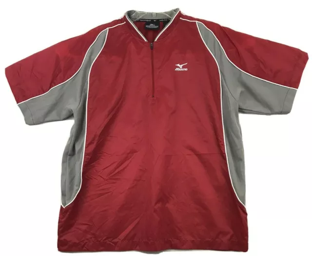 Mizuno Baseball Pullover Warm Up Jacket Vented Size M Red Gray