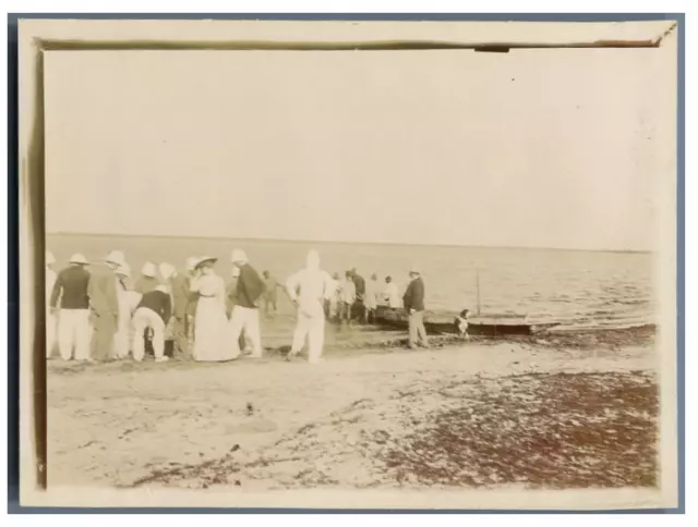 Sénégal, Une partie pêche près de Saint Louis  Vintage citrate print. Tirage