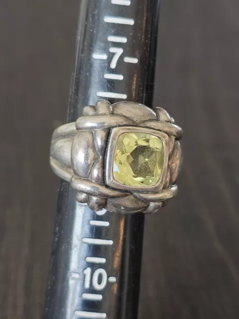 MENS VINTAGE STERLING Silver Ring Green Yellow Stone $15.00 - PicClick